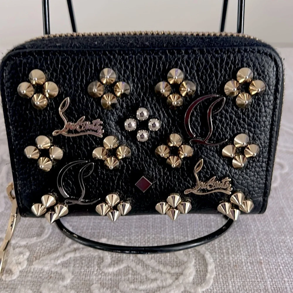 Christian Louboutin Authentic Panettone Studded Black Leather Wallet - Picture 6 of 16